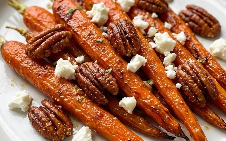 Roasted Carrots with Candied Pecan and Goat Cheese